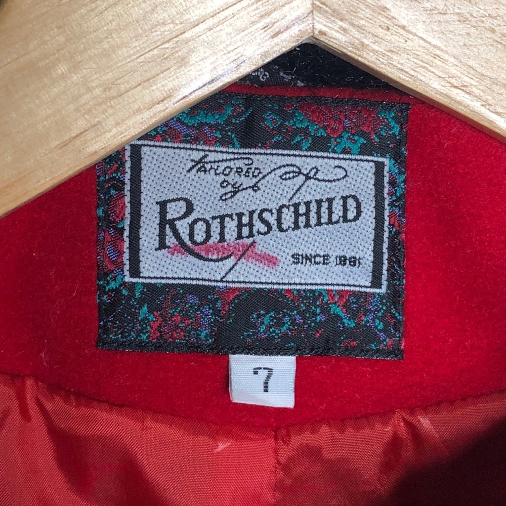 Rothschild Red Wool Pea Coat Black Velvet Girls 7 - Picture 14 of 16